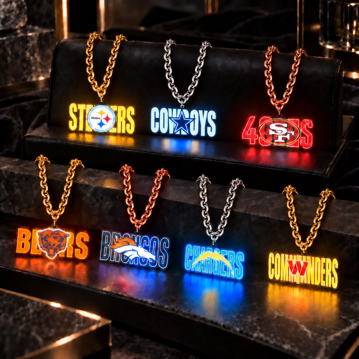 Football Fan LED Light-Up Pendant Chain Necklace