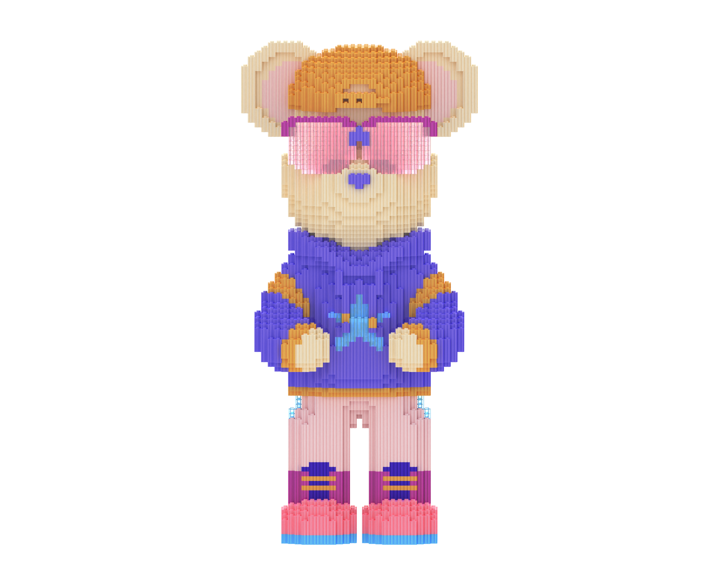 Purple Potato Robet Blue Toy Bear Building Blocks Kit