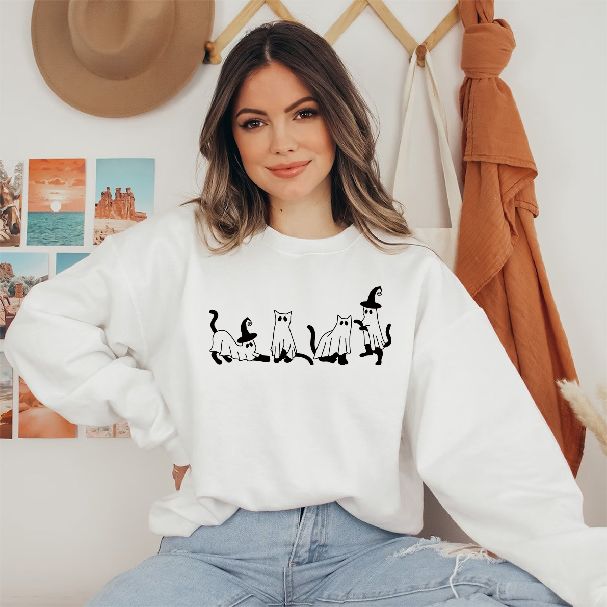Сute Ghost Cat Sweatshirt