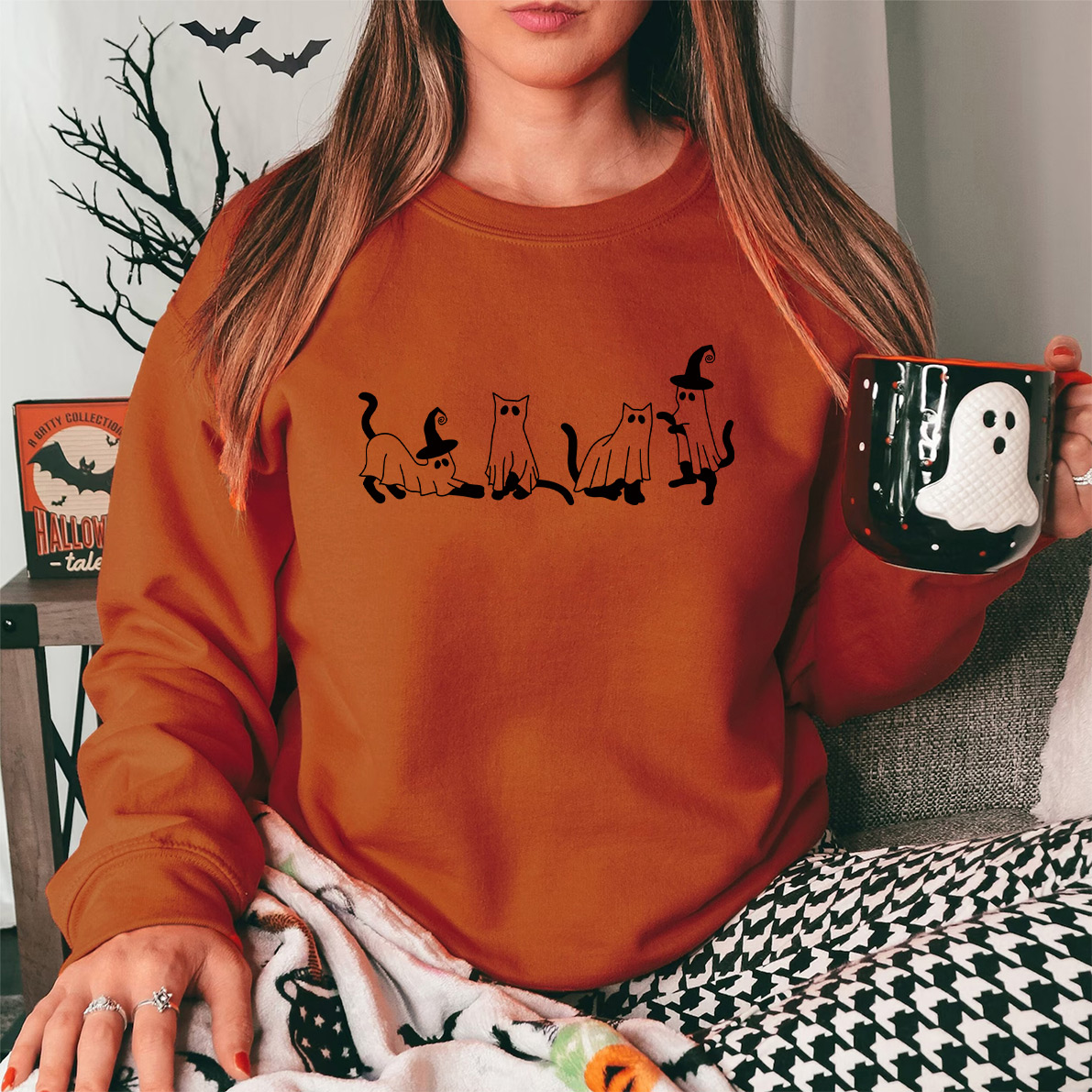 Сute Ghost Cat Sweatshirt