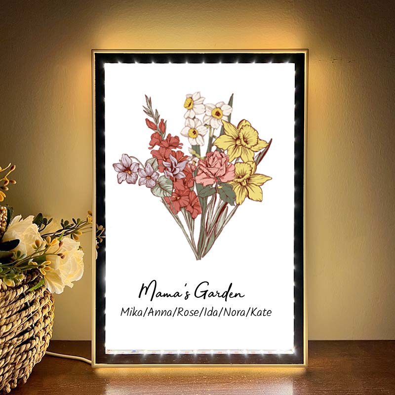 Custom Birth Flower Bouquet - Personalized Mirror Light Box