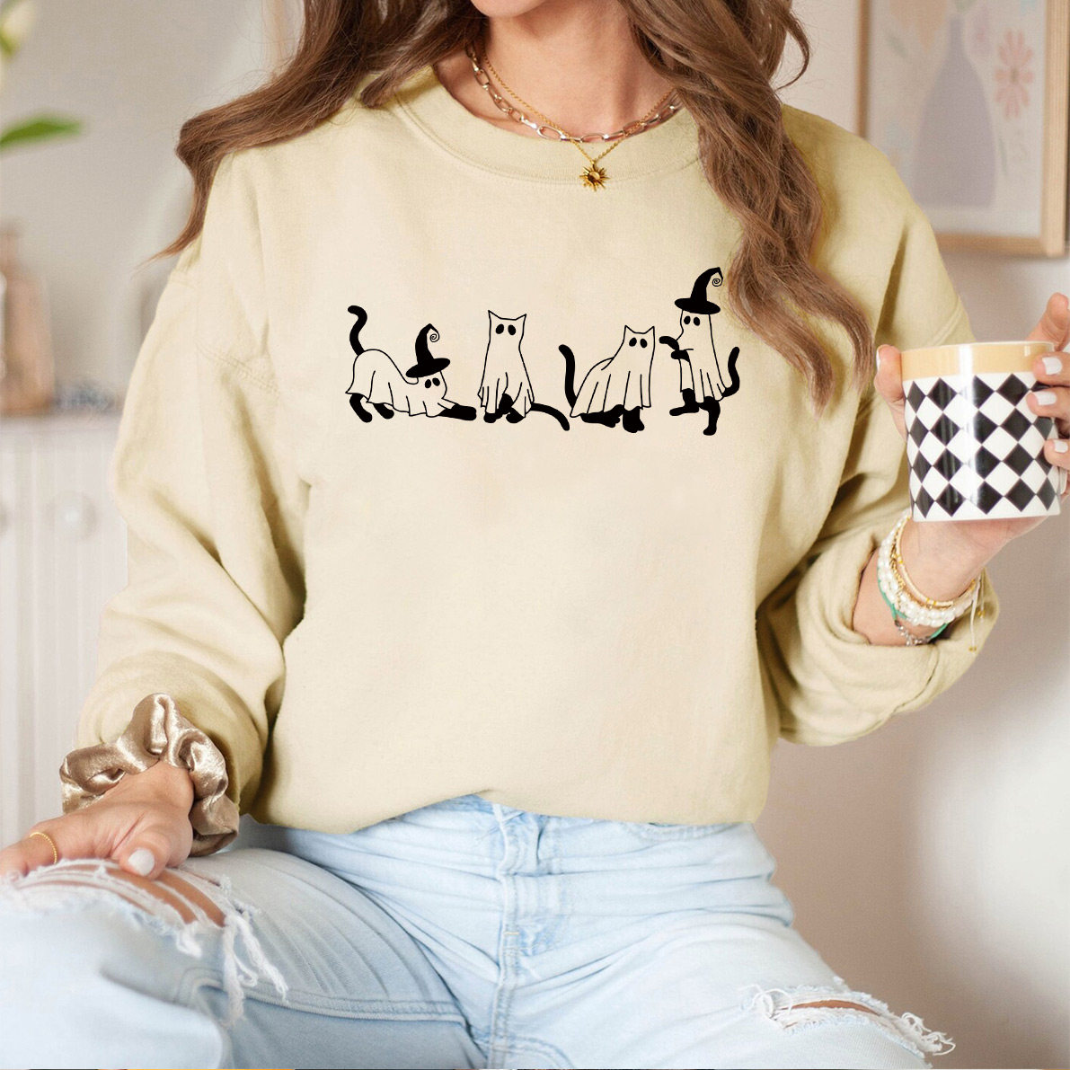 Сute Ghost Cat Sweatshirt