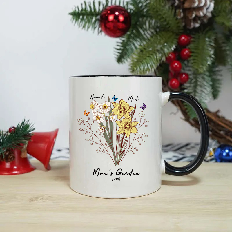[Copy]Birth Flower Family Bouquet Custom mug with black border