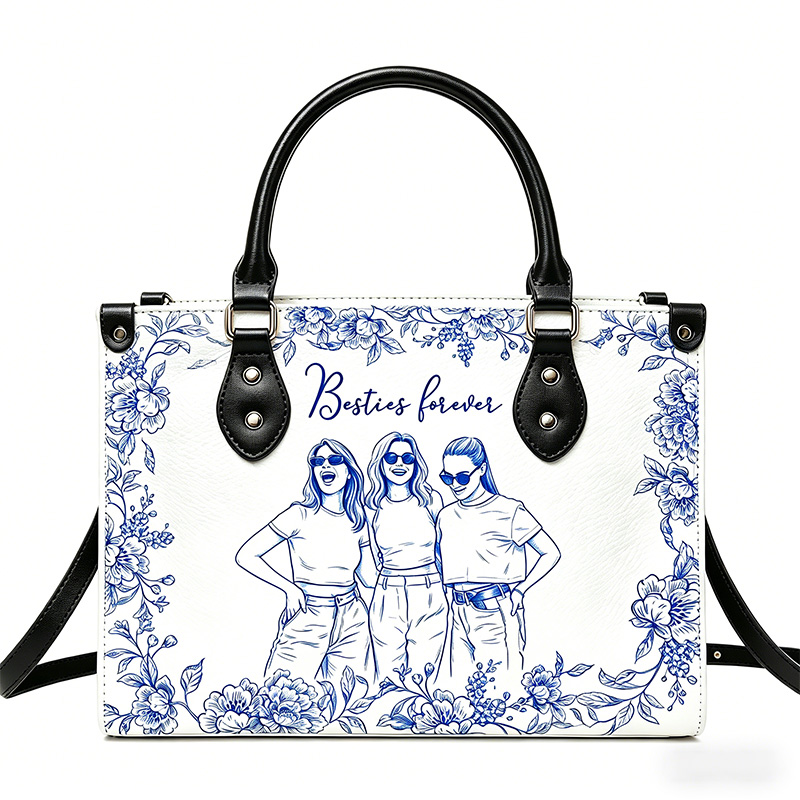 Personalized Best Friend Portrait Handbag – Custom Floral Friendship Keepsake Tote