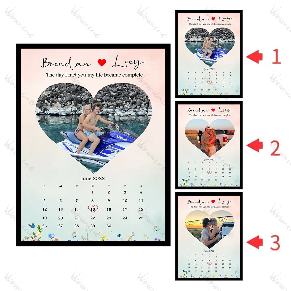 Couple's Memorial Calendar with Angle-Sensitive Photo Flashcard Frames