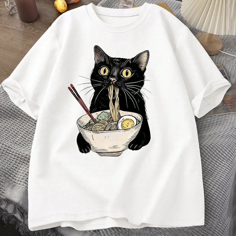 “Whimsical Cat Ramen” Cute Foodie Feline Tee