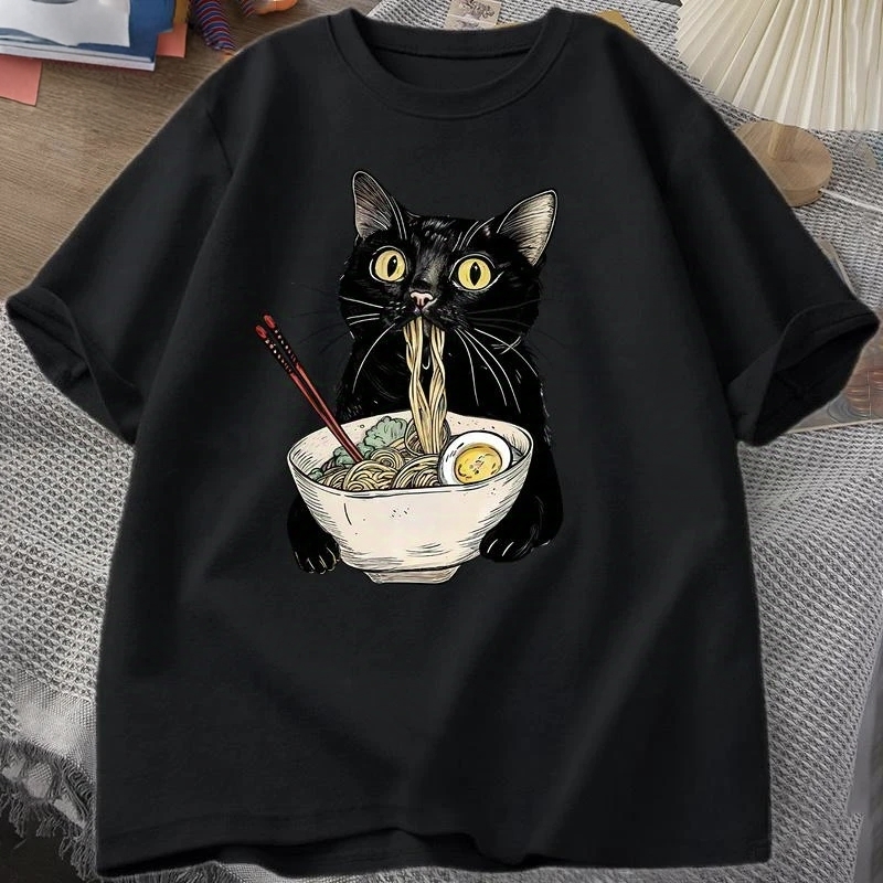“Whimsical Cat Ramen” Cute Foodie Feline Tee