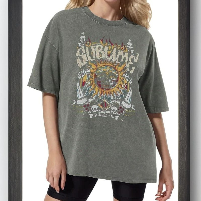 “Vintage Sublime Rock” Washed Graphic Tee