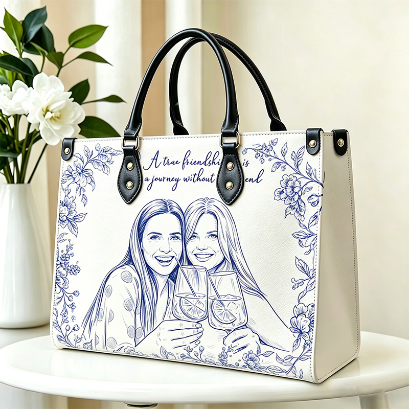 Personalized Best Friend Portrait Handbag – Custom Floral Friendship Keepsake Tote