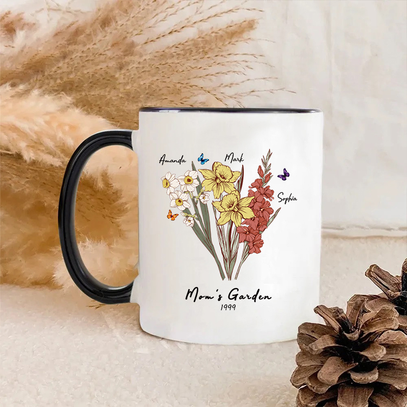 [Copy]Birth Flower Family Bouquet Custom mug with black border