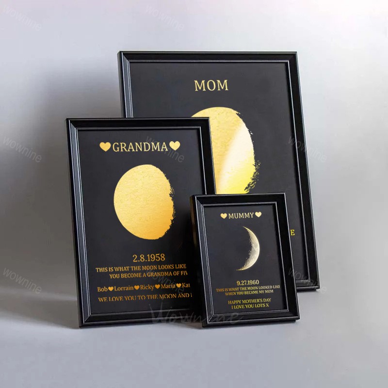 Custom Moon Phase Frame With Text & Date- Commemorative Gift