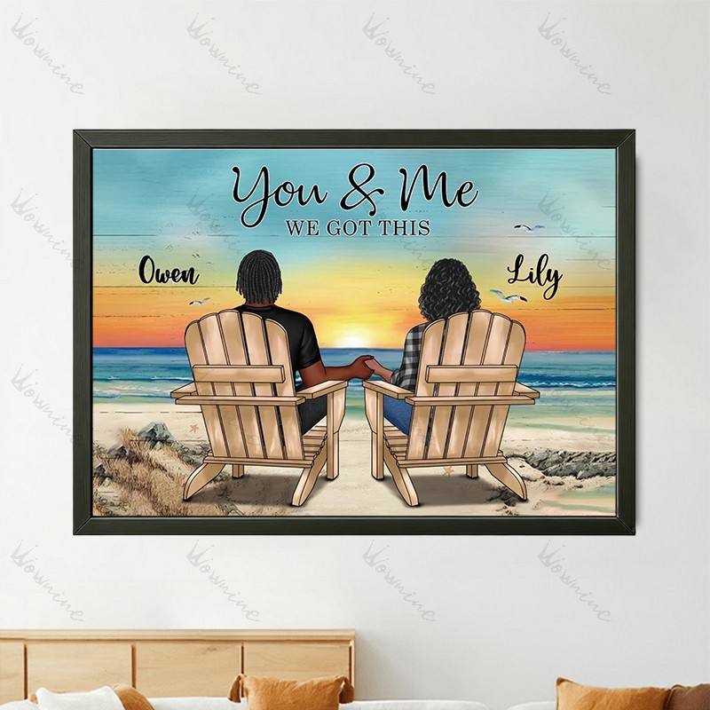 You & Me Beach Love Custom Frame Wall Art