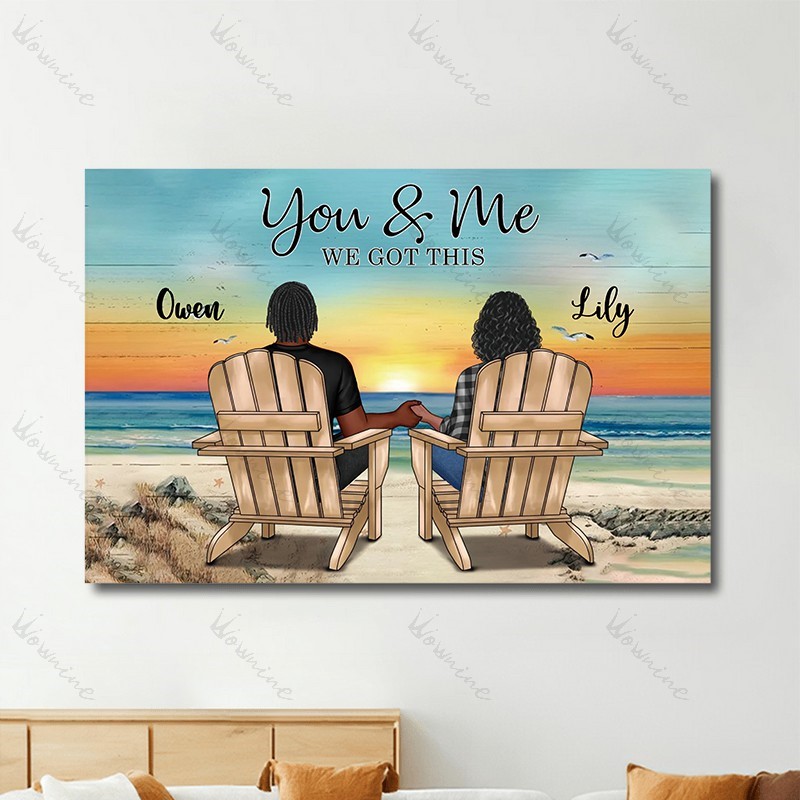 You & Me Beach Love Custom Canvas Wall Art
