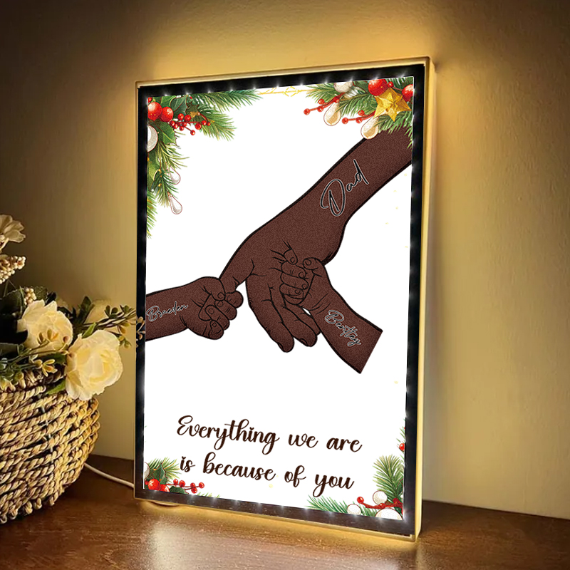 Mom/Dad Everything We Are Is Because Of You - Personalized Mirror Light Box