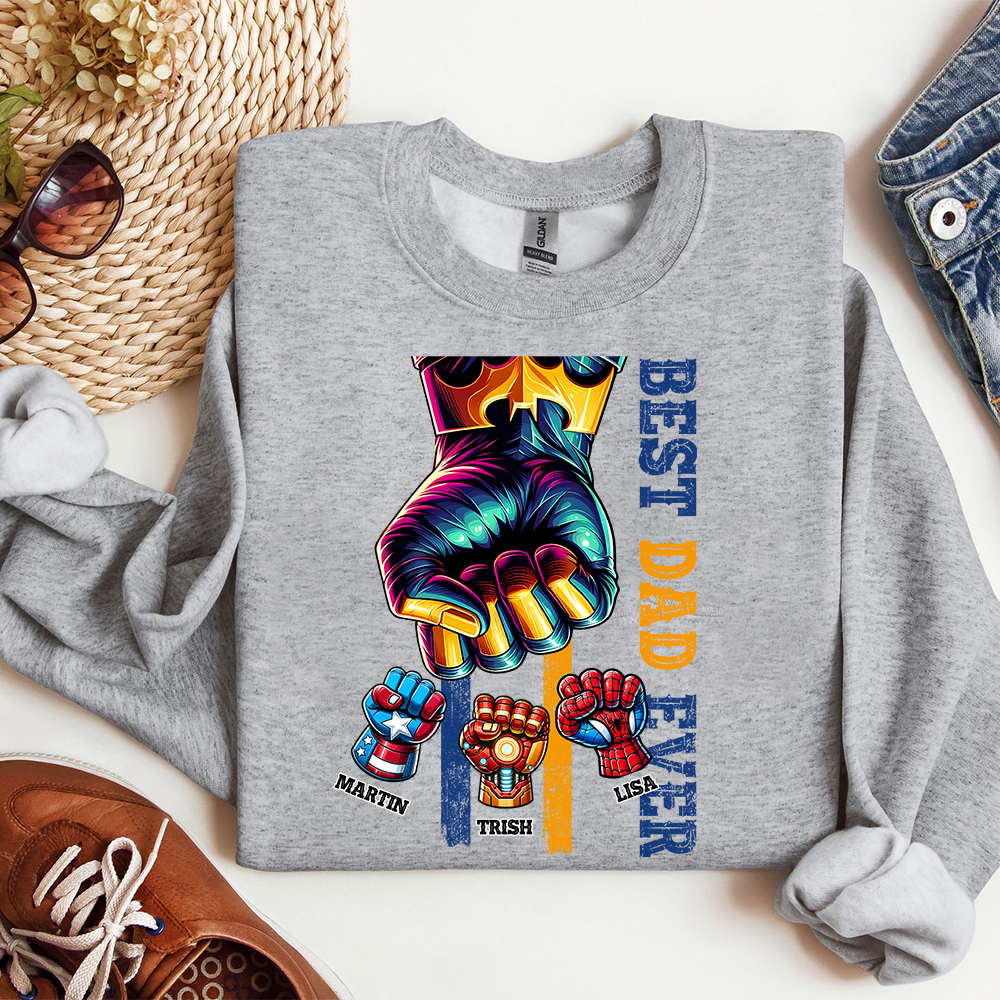 50% OFF🦸Custom Superhero Fist Bump Best Dad Ever T-shirt/Crewneck/Hoodie