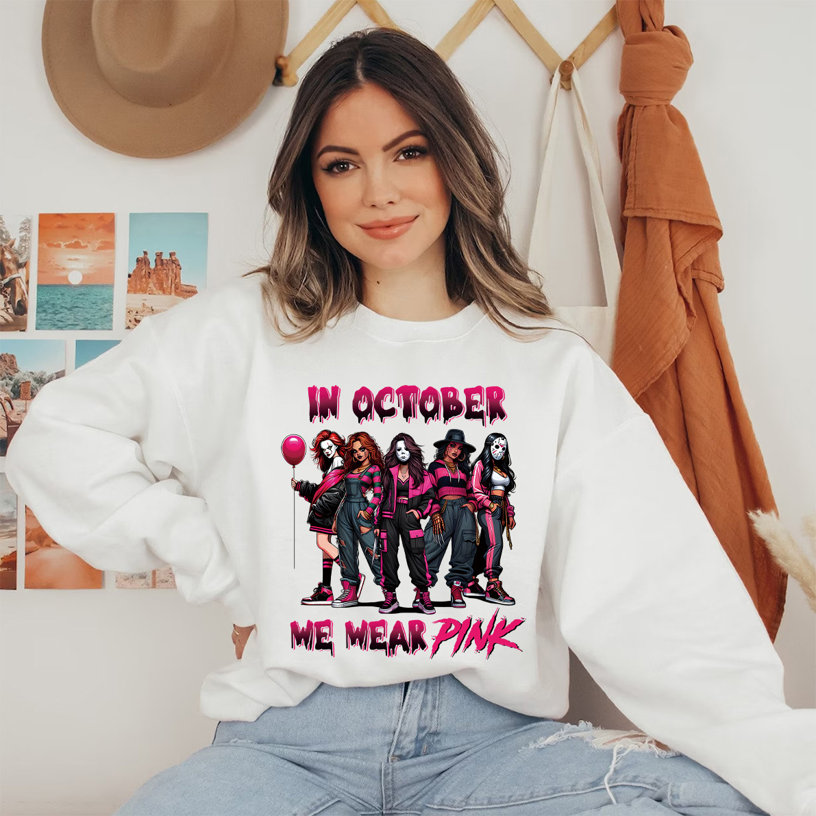 In October We Wear Pink Halloween Shirt