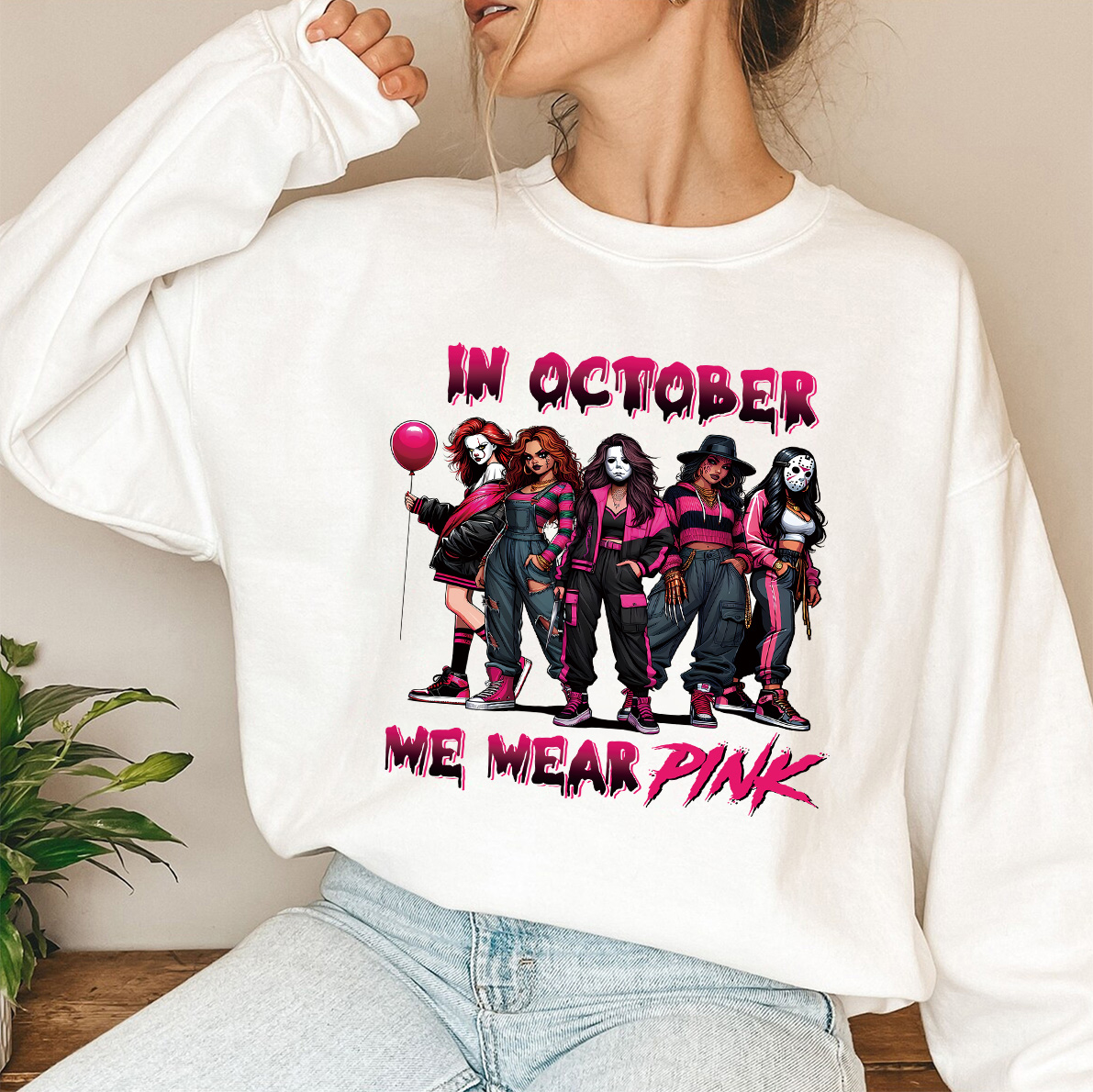 In October We Wear Pink Halloween Shirt