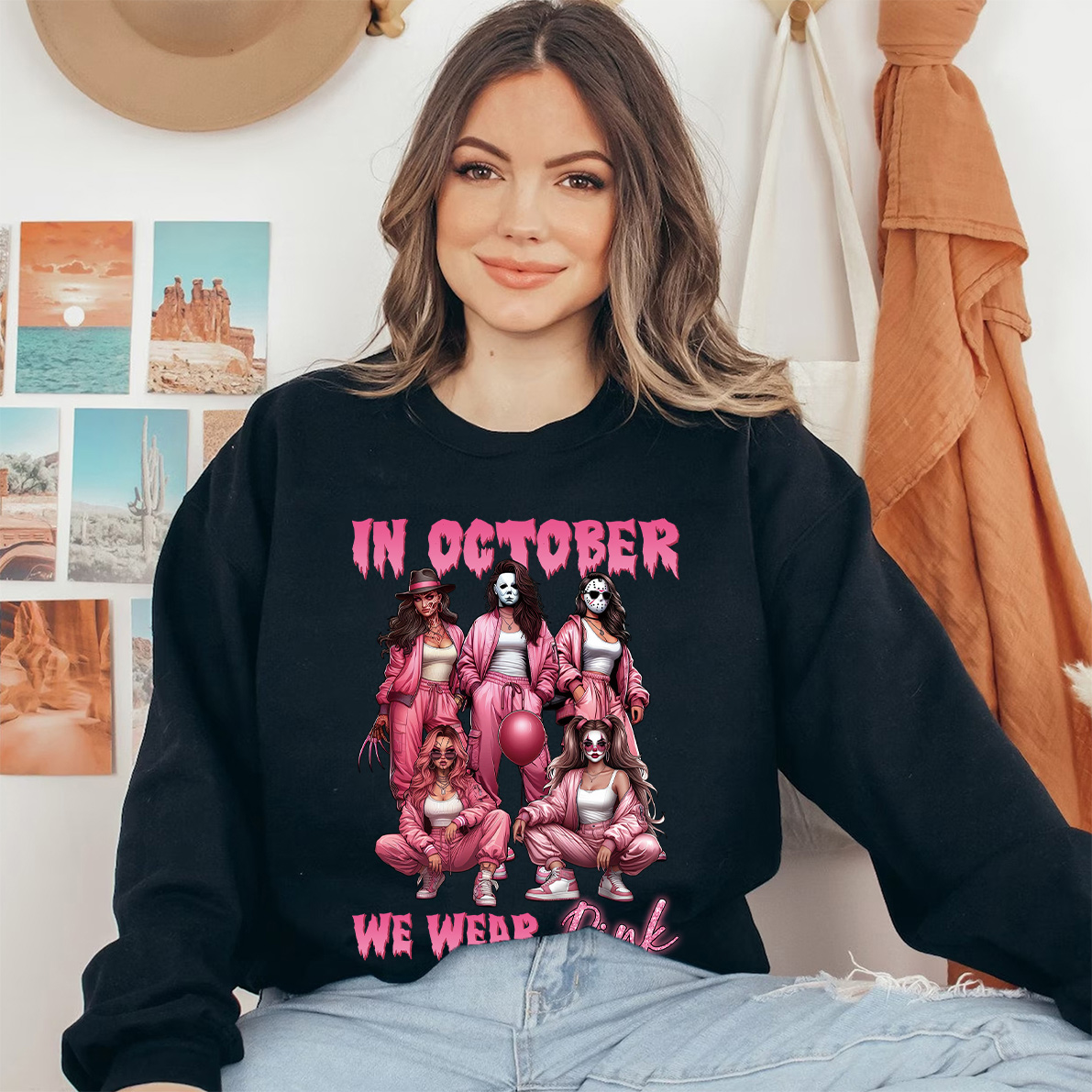In October We Wear Pink Vintage Halloween Shirt