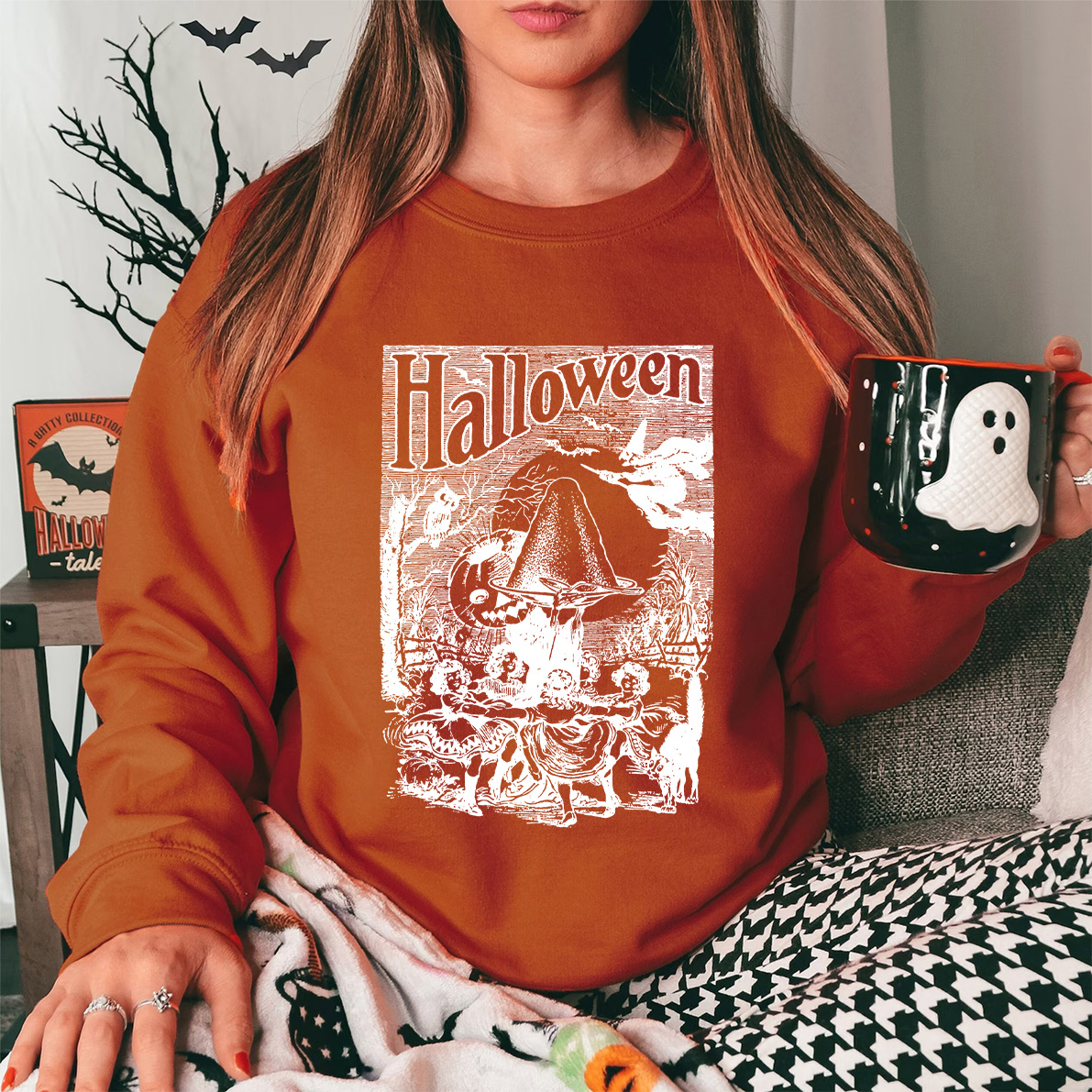 1920s Weird Halloween Scene Vector Clipart Shirt