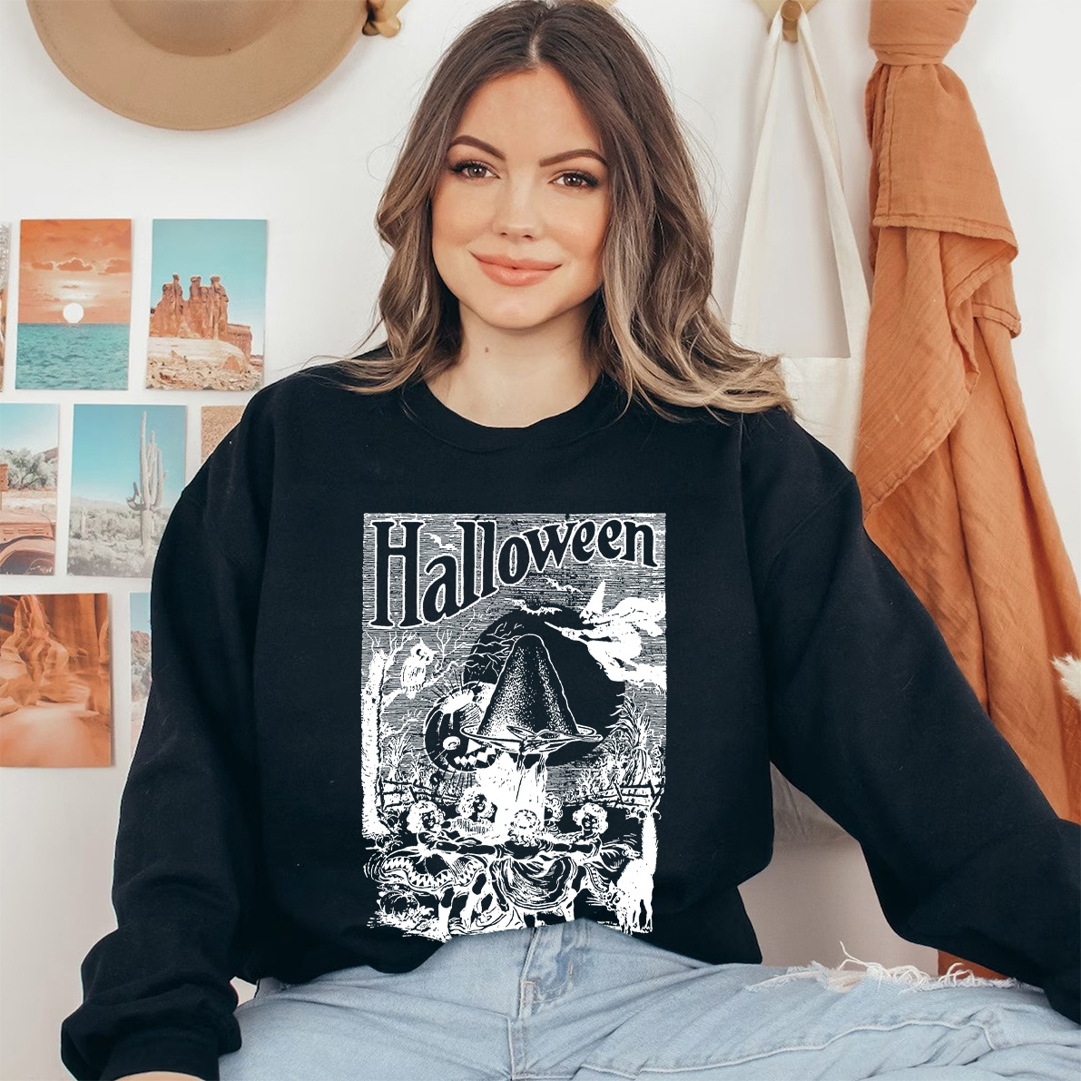 1920s Weird Halloween Scene Vector Clipart Shirt