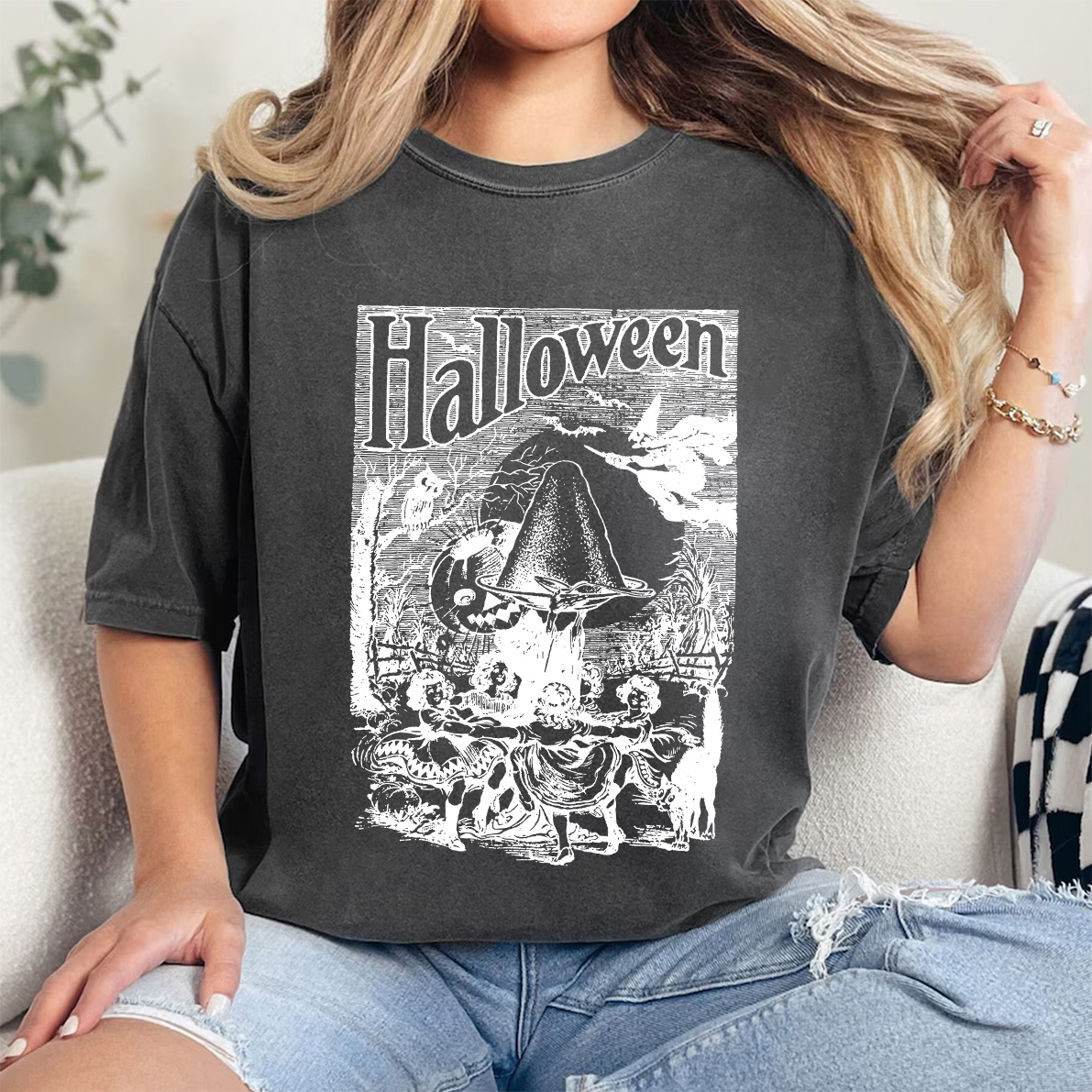1920s Weird Halloween Scene Vector Clipart Shirt