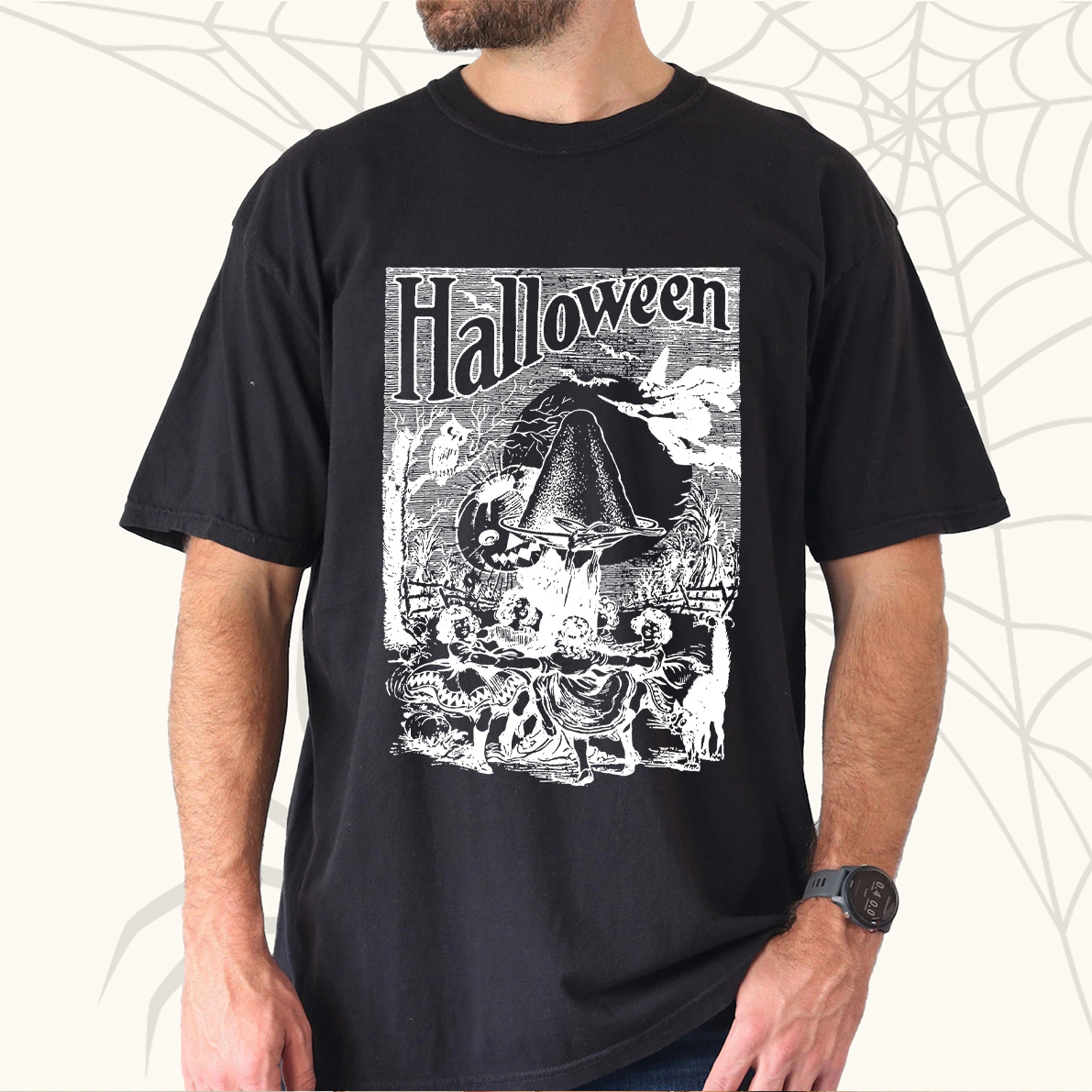 1920s Weird Halloween Scene Vector Clipart Shirt