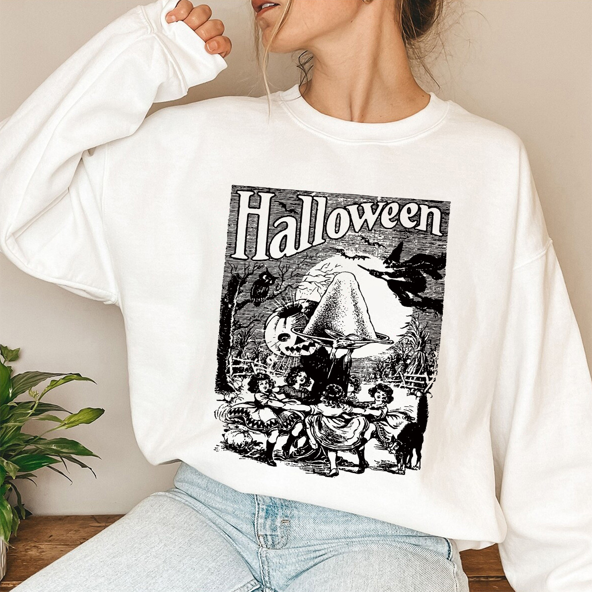 1920s Weird Halloween Scene Vector Clipart Shirt