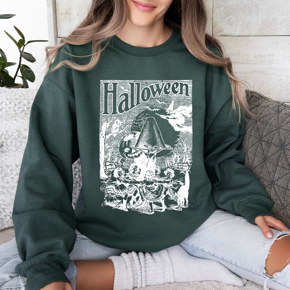 1920s Weird Halloween Scene Vector Clipart Shirt
