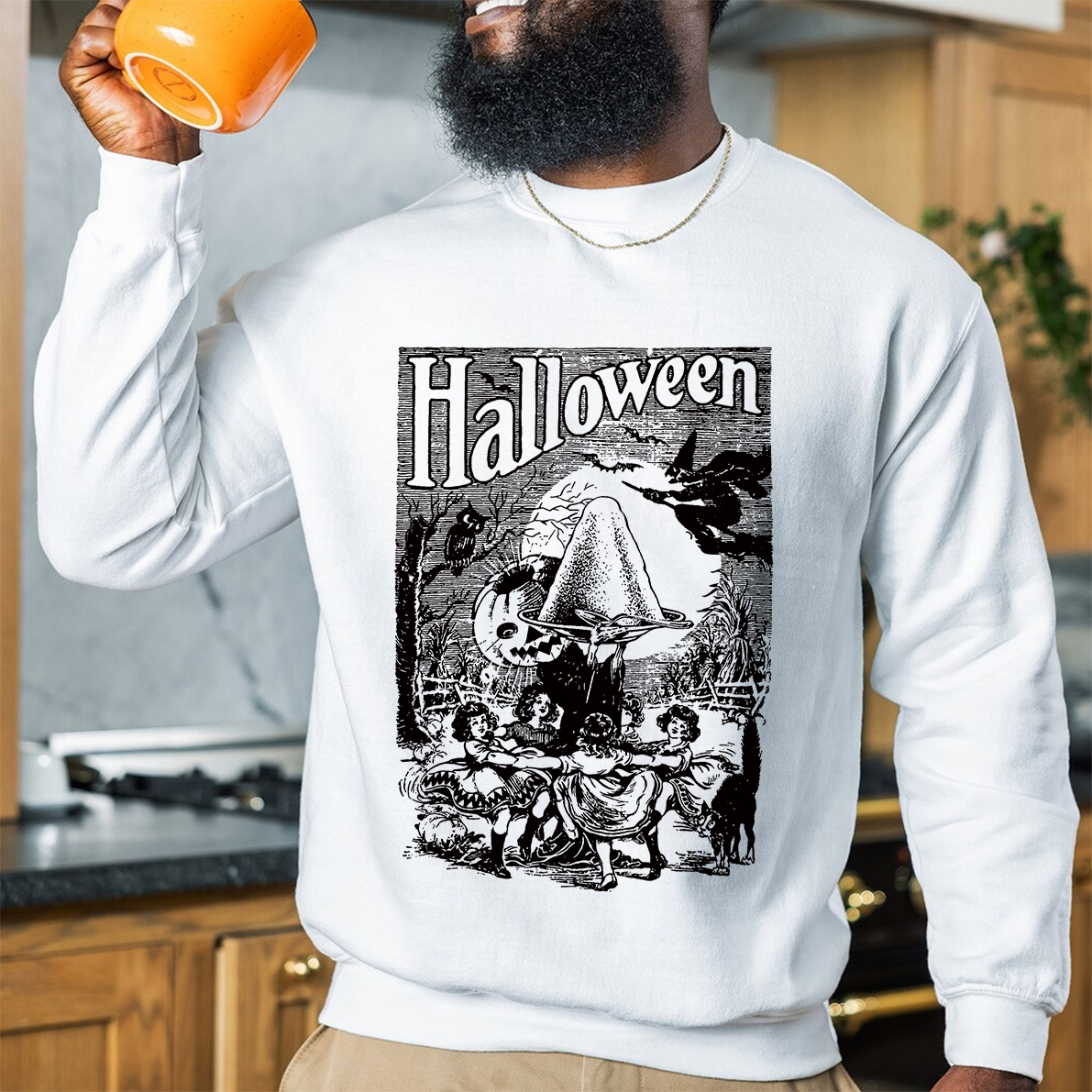 1920s Weird Halloween Scene Vector Clipart Shirt