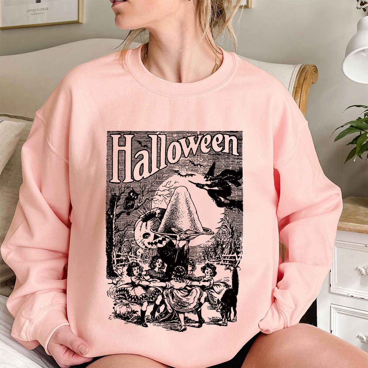 1920s Weird Halloween Scene Vector Clipart Shirt