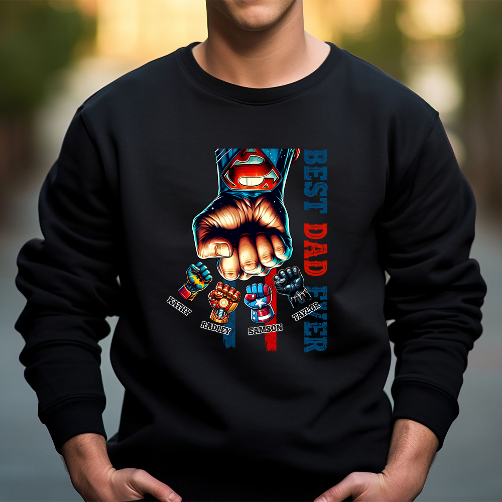 50% OFF🦸Custom Superhero Fist Bump Best Dad Ever T-shirt/Crewneck/Hoodie