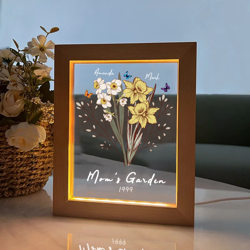 [Copy]Birth Flower Family Bouquet Personalized Names Light