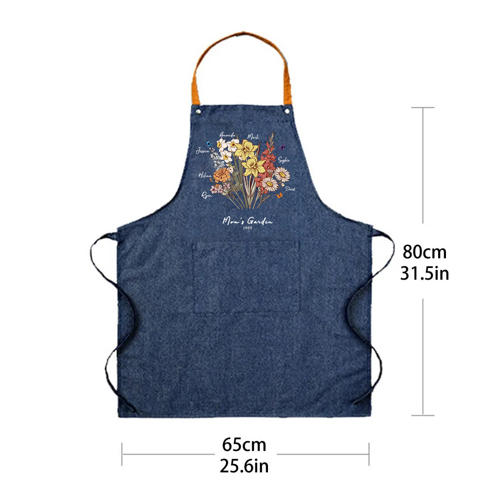 Butterfly Birth Flower Bouquet Customized Apron Waterproof