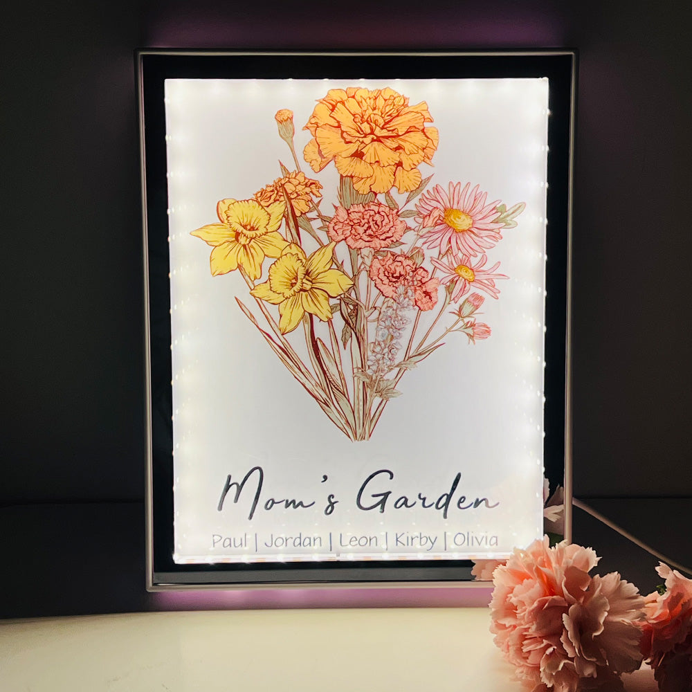 Custom Birth Flower Bouquet - Personalized Mirror Light Box