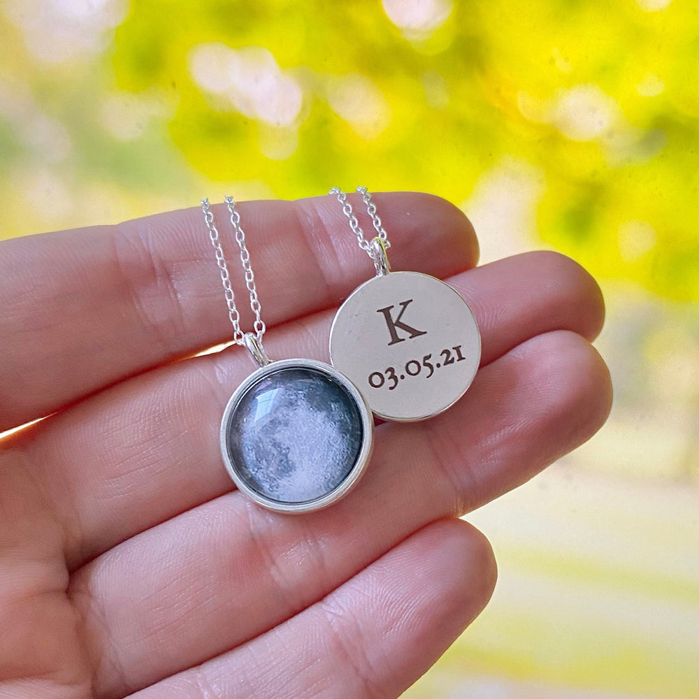 Custom Moon Phase Engraved Name Necklace