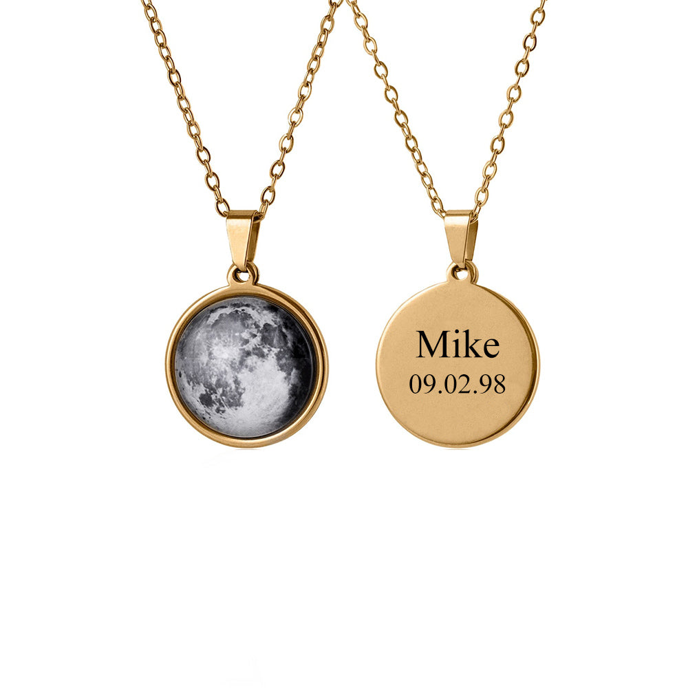 Custom Moon Phase Engraved Name Necklace