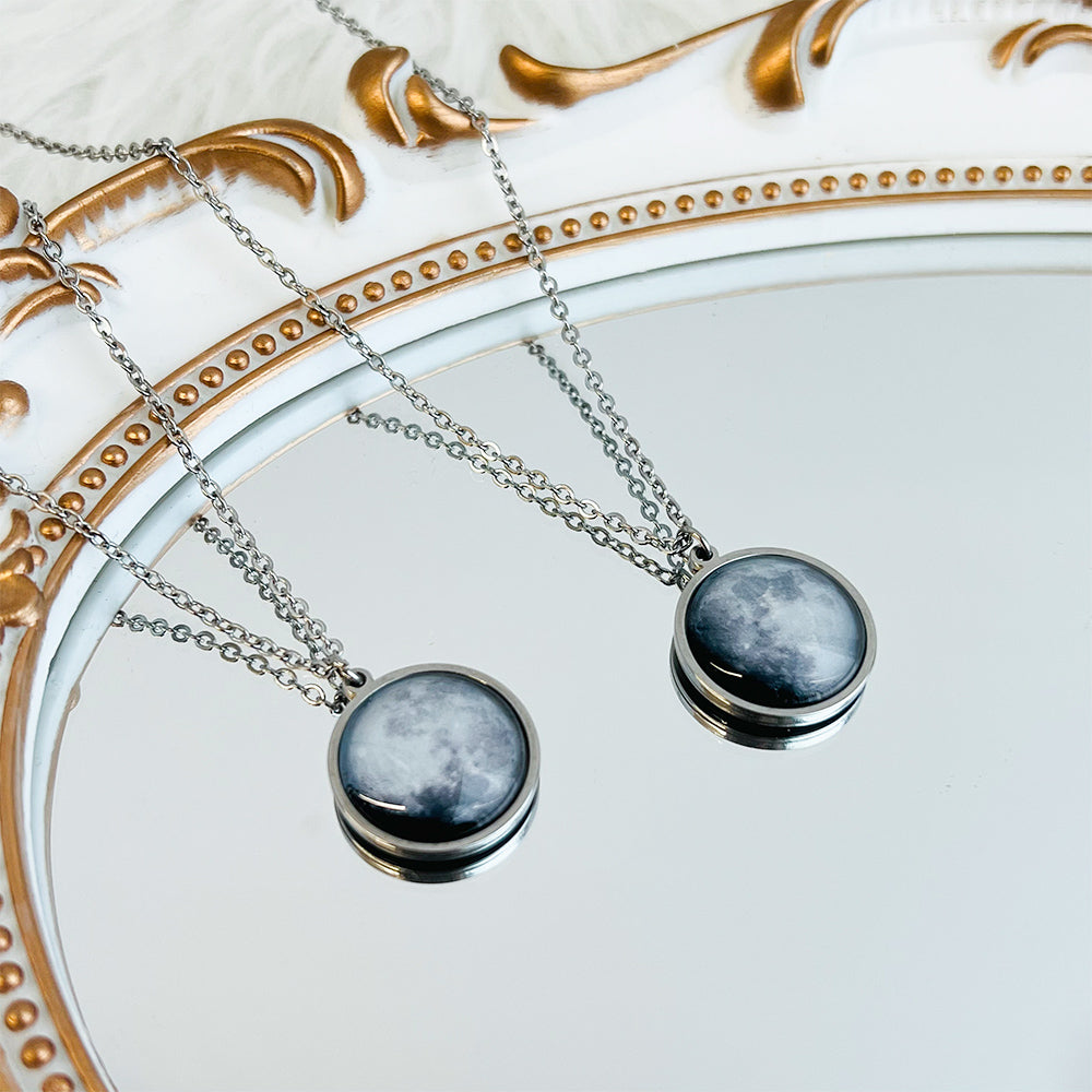 Custom Moon Phase Engraved Name Necklace