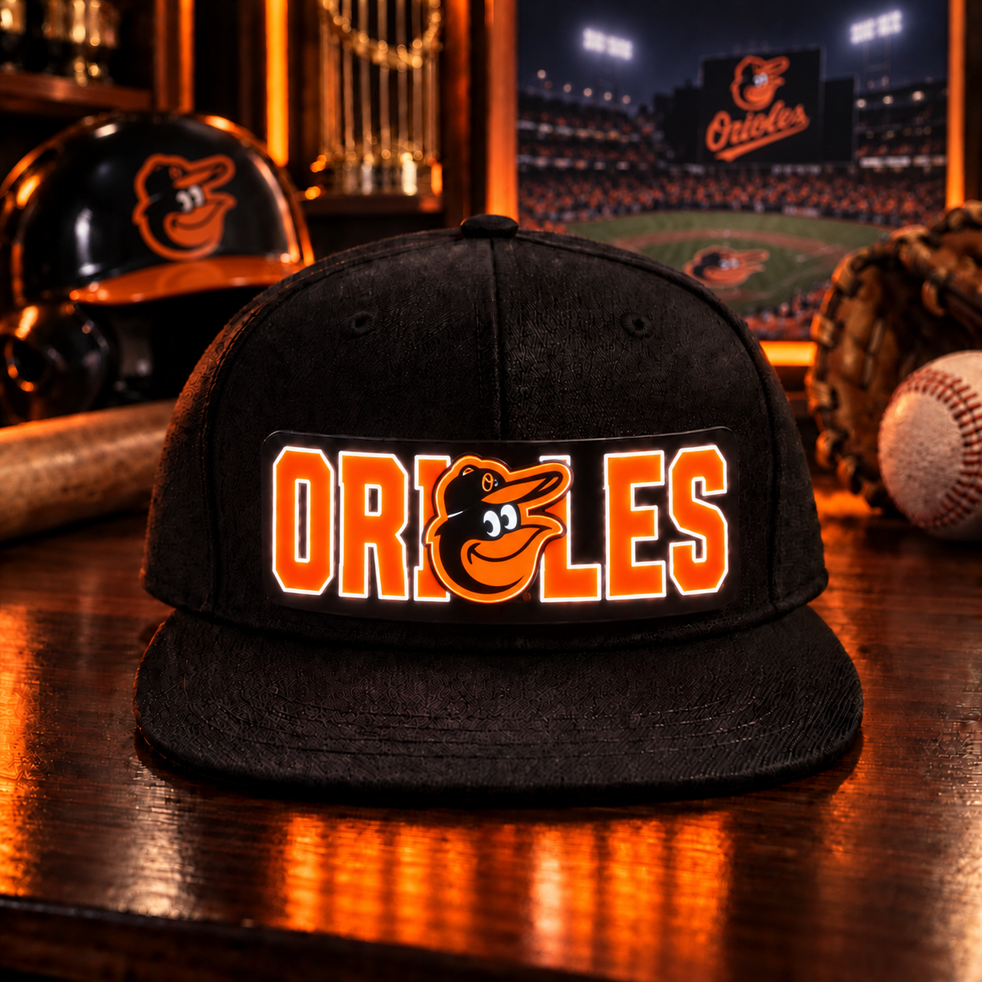 Baseball Fan LED Light-Up Snapback Cap