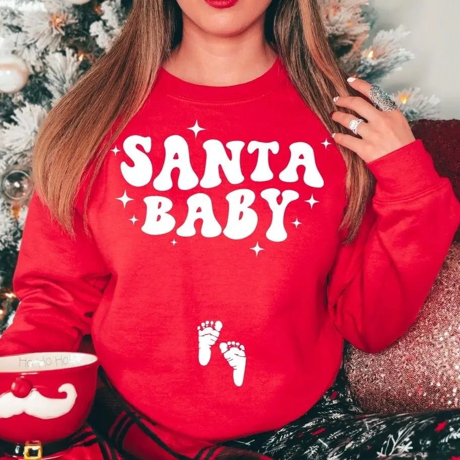 Santa Baby Christmas Pregnancy Announcement Sweatshirt