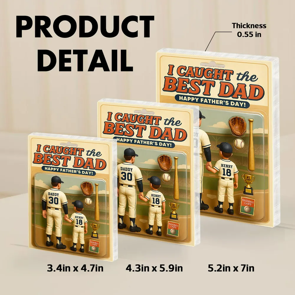 We Caught the Best Dad Baseball Custom Figure Personalized Acrylic Block Plaque