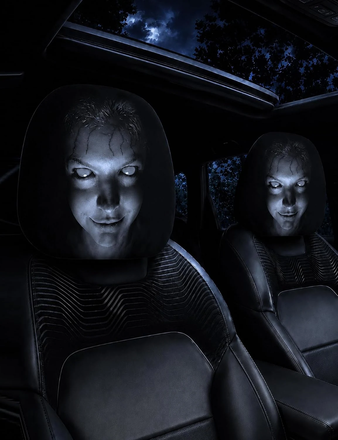 Ghost Face Car Headrest Covers - Style C