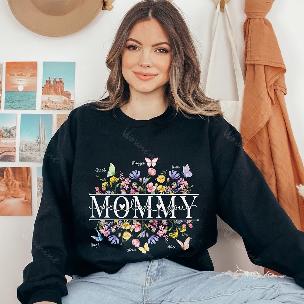 Custom Butterfly Mom Floral Sweatshirt
