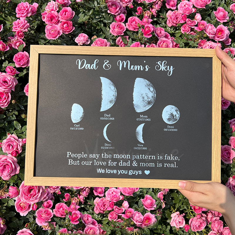 Print Custom encircling the moon Phase Frame With Text & Date- Daddy's Universe