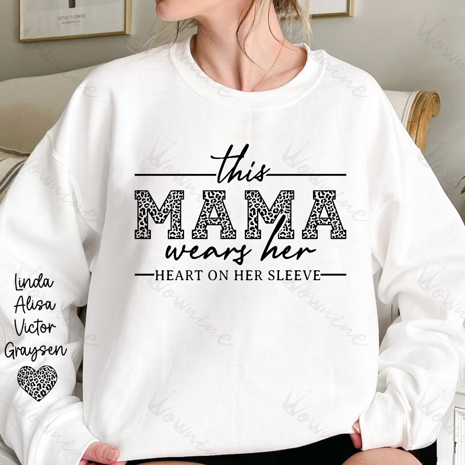 This Mama Wears Her Heart On Her Sleeve leopard print Hoodie