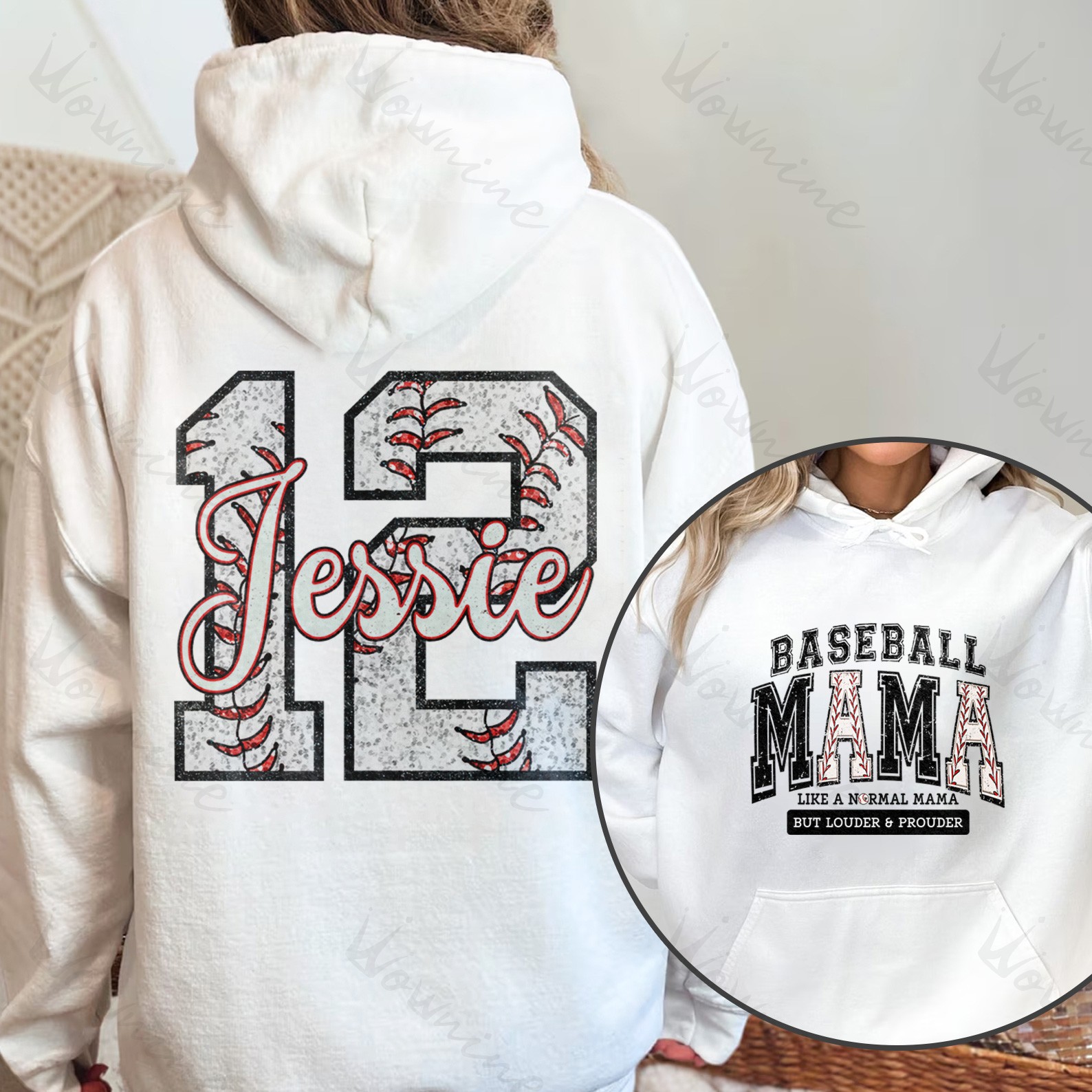 Custom Big MAMA With Baseball Number Sweatshirt