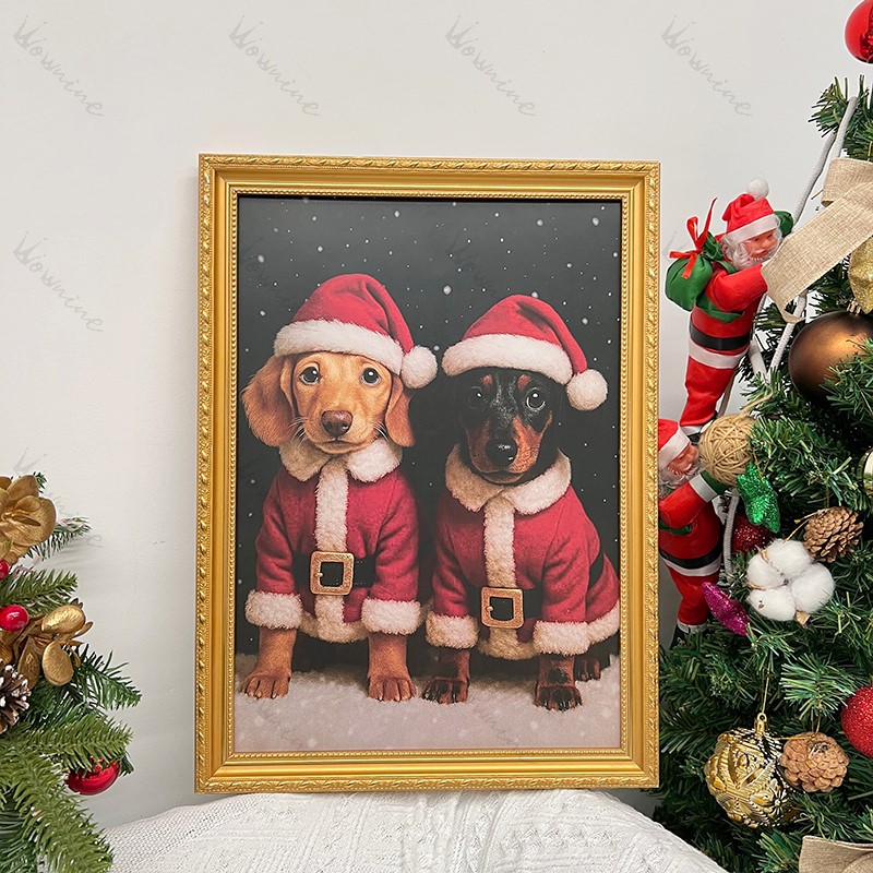 Custom Christmas Pet Art Canvas Frame Portrait