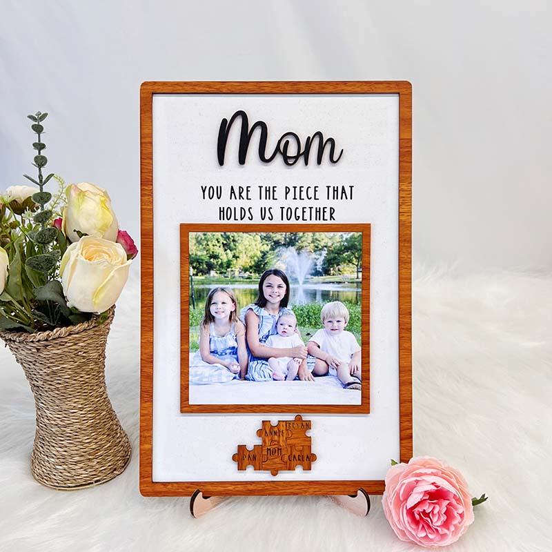 Custom Picture And Name Sign Puzzles Pieces Gift for Mom