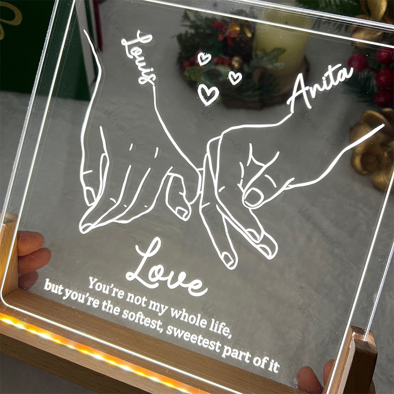  Custom Couple Holding Hands Line Drawing U LED Frame Light Box For Your LOVED ONE