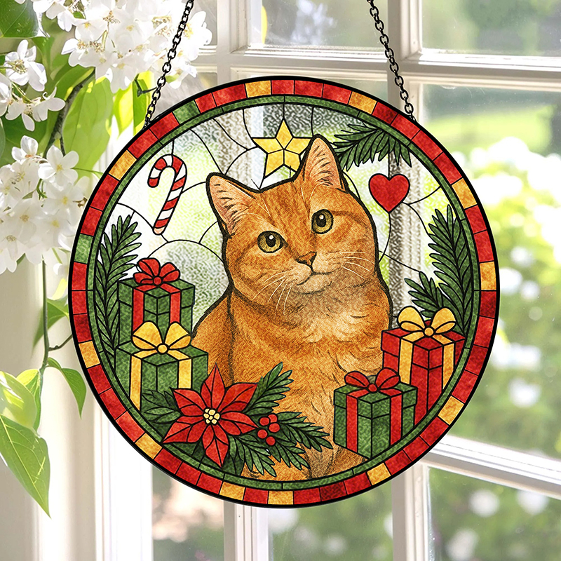 Personalized Pet Portrait Stained Glass Suncatcher