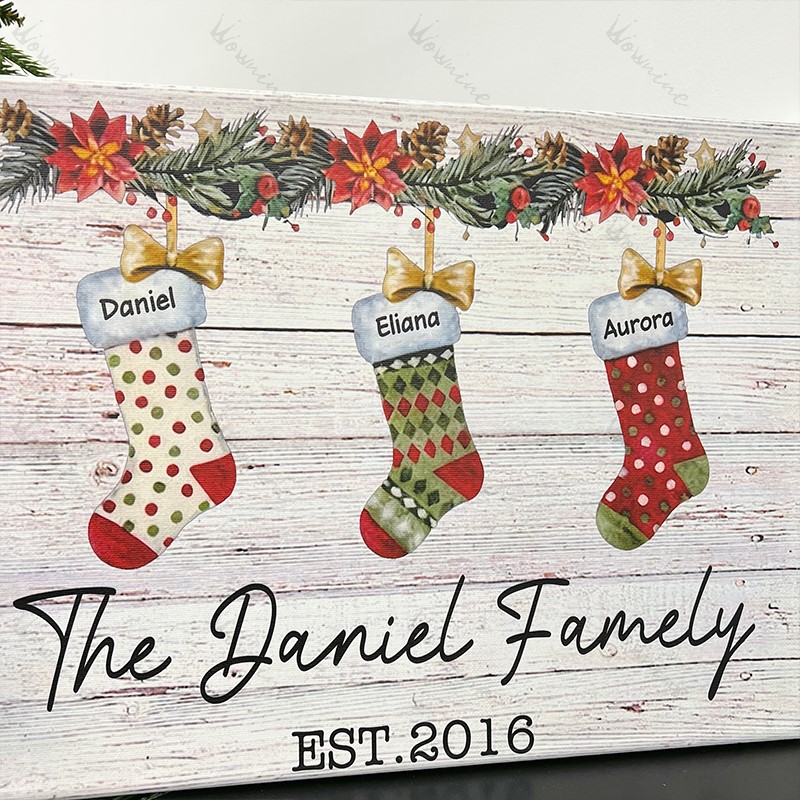 Custom Christmas Family Stocking Wall Art Poster Canvas 